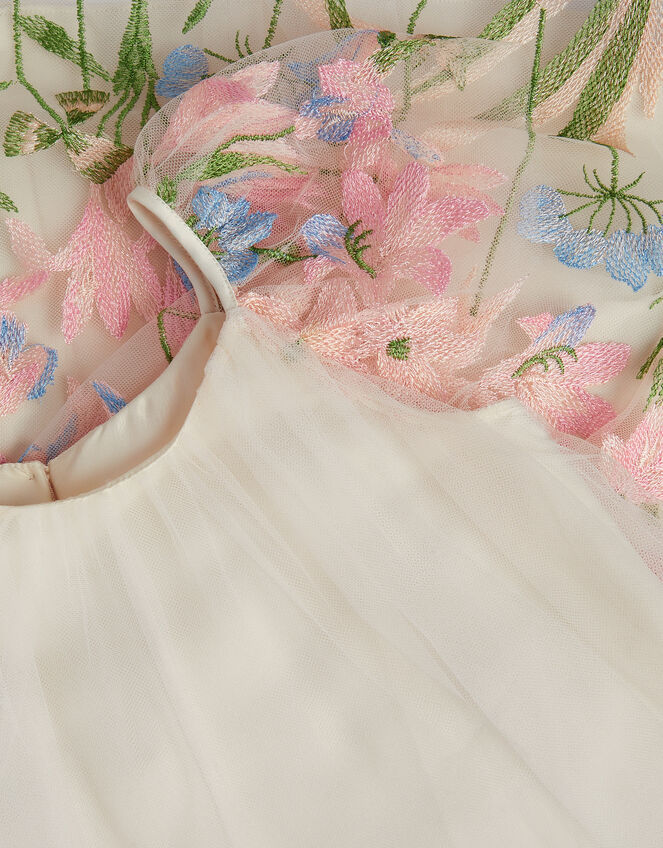 Bryony Floral Embroidered Party Dress, White (WARM IVORY), large