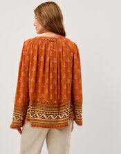 Amaya Floral Print Blouse, Orange (ORANGE), large