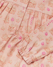 Gingerbread Print Long Christmas Pyjamas Set, Pink (PINK), large