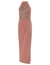 Kaitlyn Sequin Panel Stretch Maxi Dress, Pink (BLUSH), large
