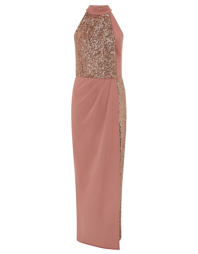 Kaitlyn Sequin Panel Stretch Maxi Dress, Pink (BLUSH), large