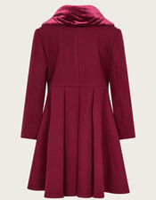 Velvet Shawl Collar Coat, Red (BURGUNDY), large