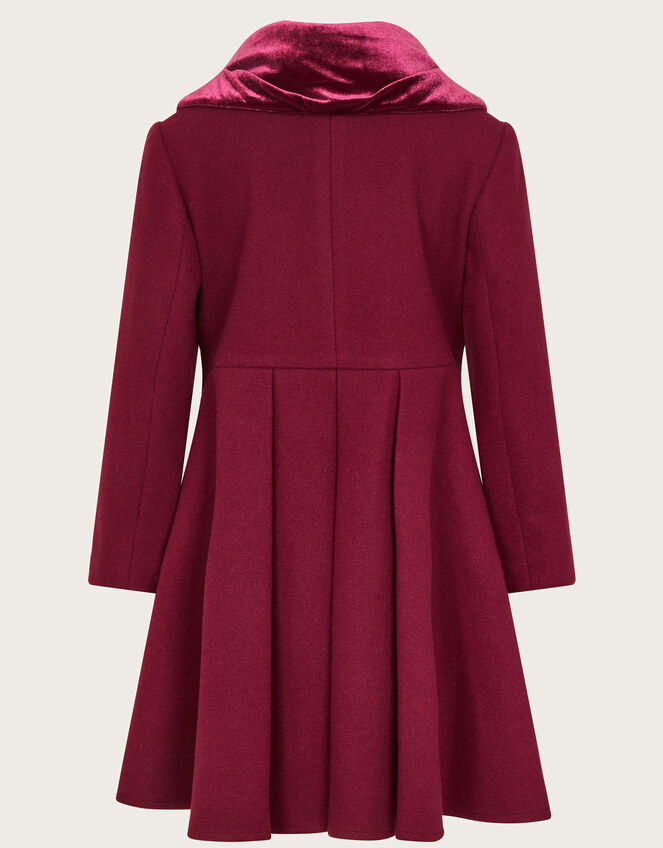 Velvet Shawl Collar Coat, Red (BURGUNDY), large