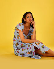 Ramita Fruit Print Dress in Sustainable Viscose, Blue (BLUE), large