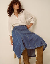 Harper Godet Midi Skirt , Blue (INDIGO), large