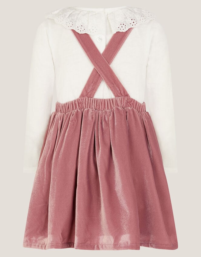 Baby Broderie Top & Bow Pinafore Dress Set, Pink (PINK), large