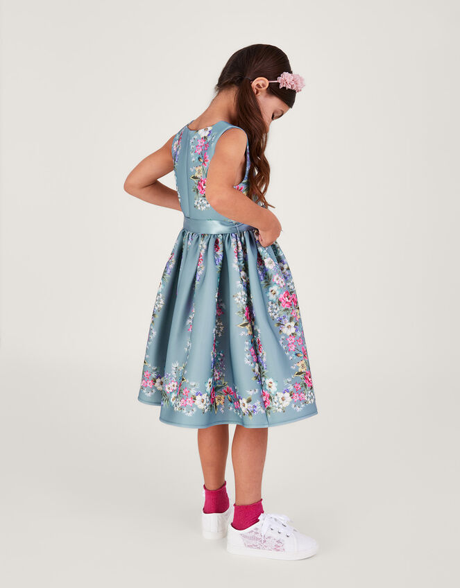 Suzie Floral Scuba Party Dress, Green (GREEN), large