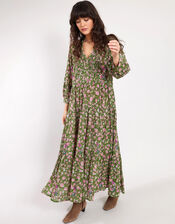 East Floral Print Maxi Dress, Green (GREEN), large