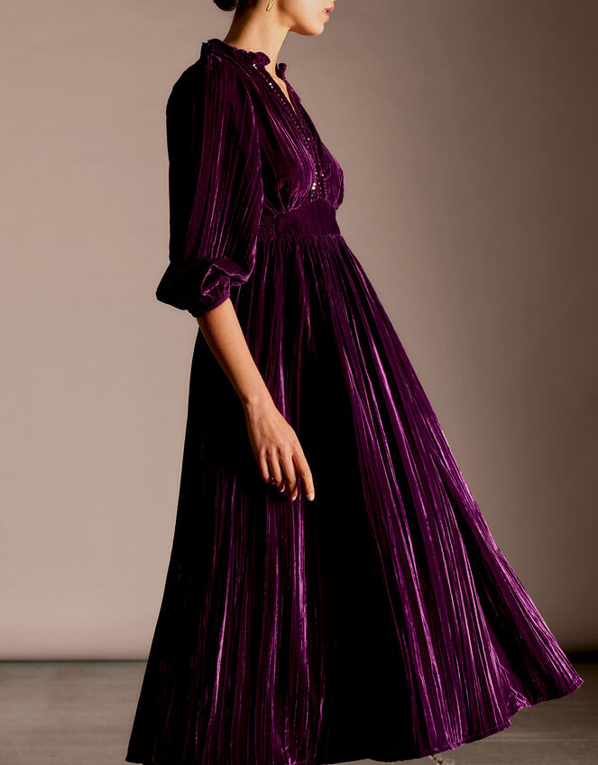 East Crinkle Velvet Dress, Purple (RASPBERRY), large