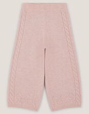 High Waist Cable Knit Trousers, Pink (PINK), large