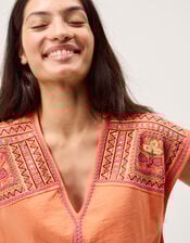 Juliet Embroidered Mini Kaftan, Orange (ORANGE), large