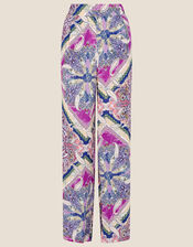 Paisley Tile Print Wide Leg Trousers, Pink (PINK), large