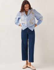 Emelie Lace Stripe Shirt, Blue (BLUE), large