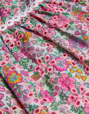 Broderie Floral Puff-Sleeve Dress, Pink (PINK), large