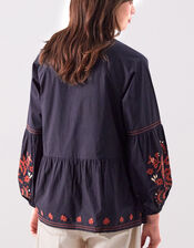 East Cerza Embroidered Top, Grey (CHARCOAL), large