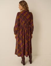 Melinda Check Print Corduroy Midi Dress, Brown (BROWN), large