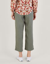 Pull-On Linen Trousers, Green (KHAKI), large