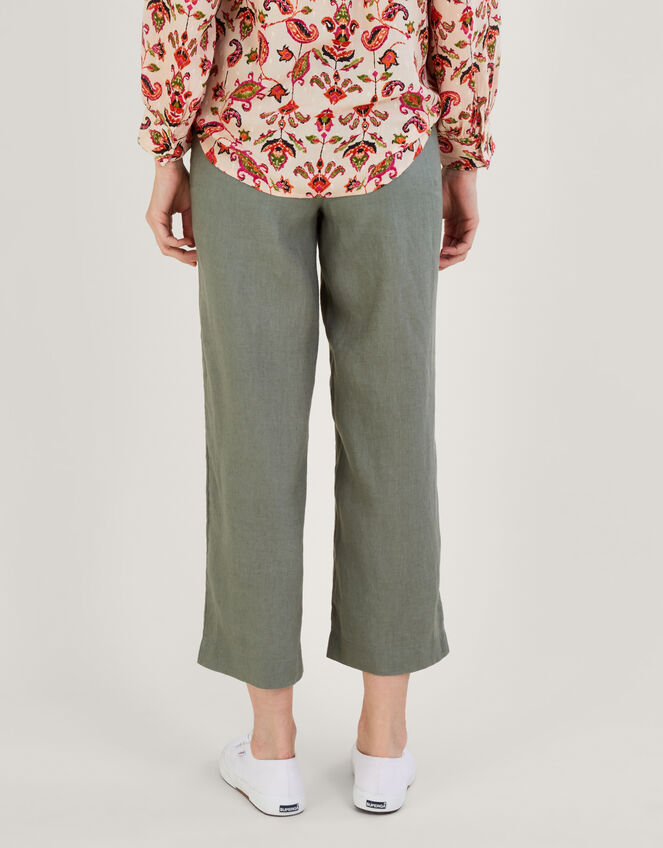 Pull-On Linen Trousers, Green (KHAKI), large
