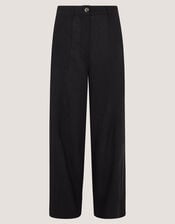 Jolie Wide Leg Linen Trousers, Black (BLACK), large