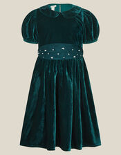 Misty Embellished Velvet Party Dress, Green (GREEN), large