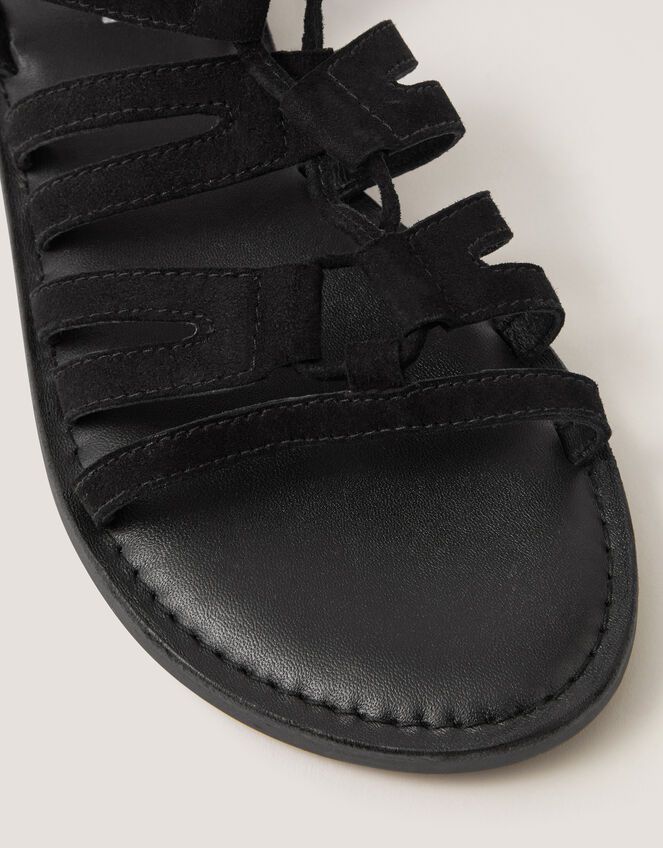 Greta Suede Gladiator Sandals, Black (BLACK), large