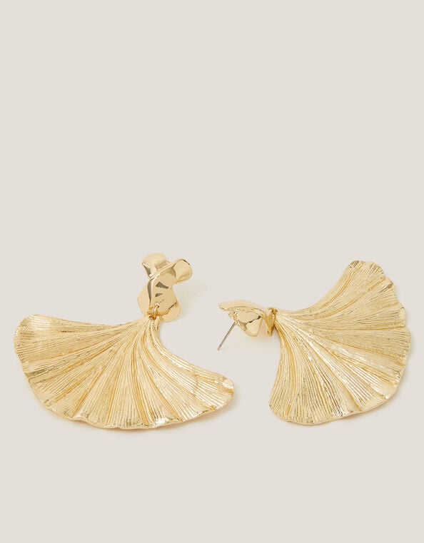 Textured Fan Drop Earrings, , large