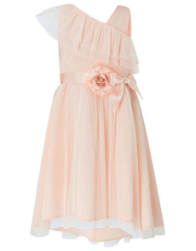Bella One-Shoulder Occasion Dress, Orange (PEACH), large