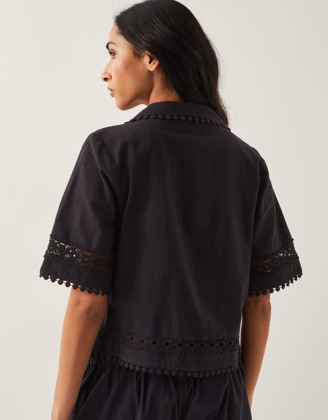 Irina Short Sleeve Lace Shirt Black