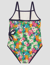 Floral Print Cut-Out Swimsuit, Green (GREEN), large