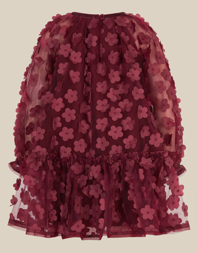 Baby Nayla 3D Flower Party Dress, Red (BURGUNDY), large