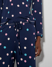 Sabrina Spot Long Pyjamas Set, Blue (NAVY), large