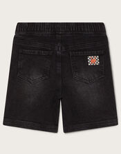 Denim Pull On Shorts , Black (BLACK), large
