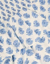 Floral Print Smocked Dress, White (WHITE), large