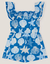 Shell Print Playsuit, Blue (BLUE), large