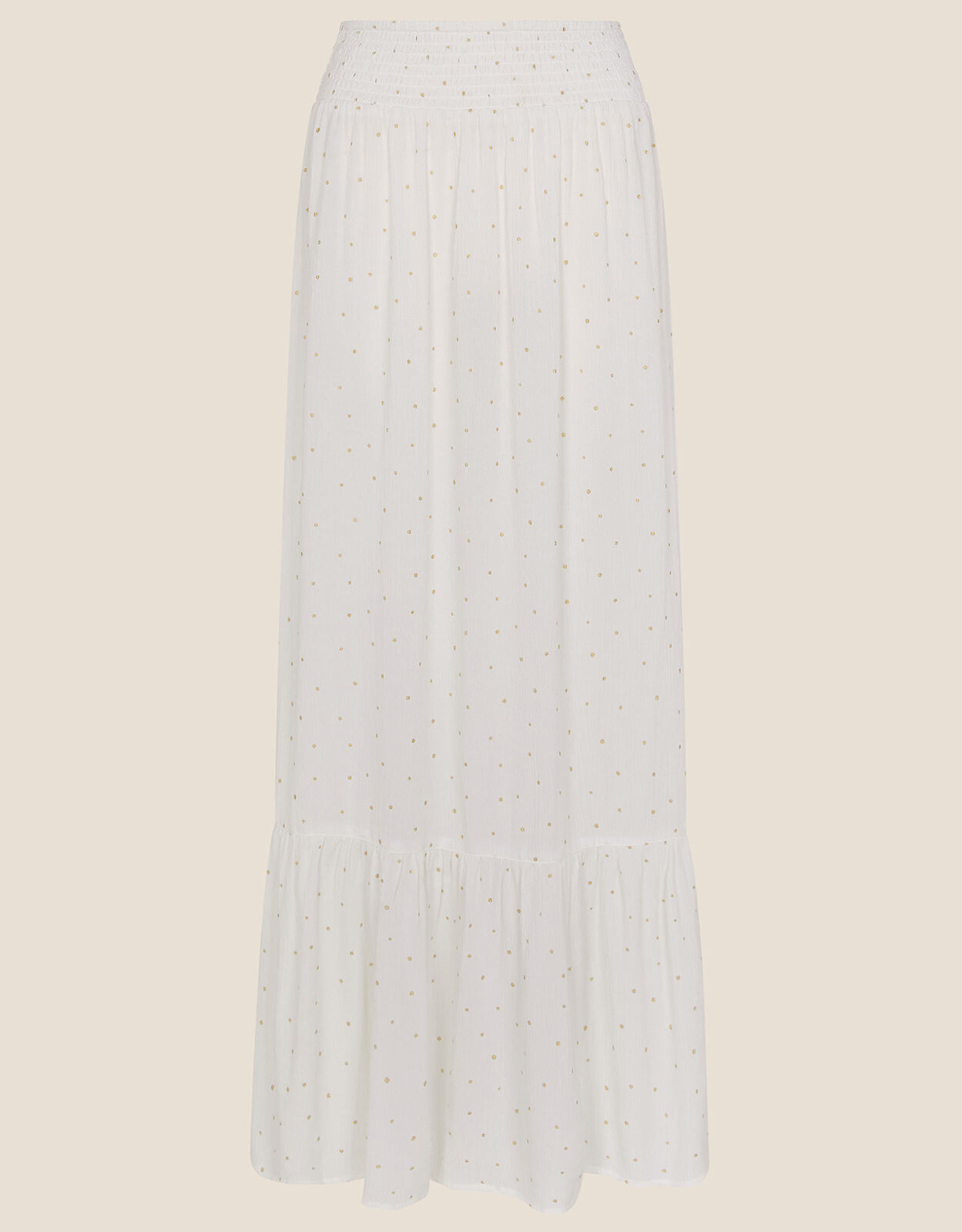Tiered Foil Print Maxi Skirt White