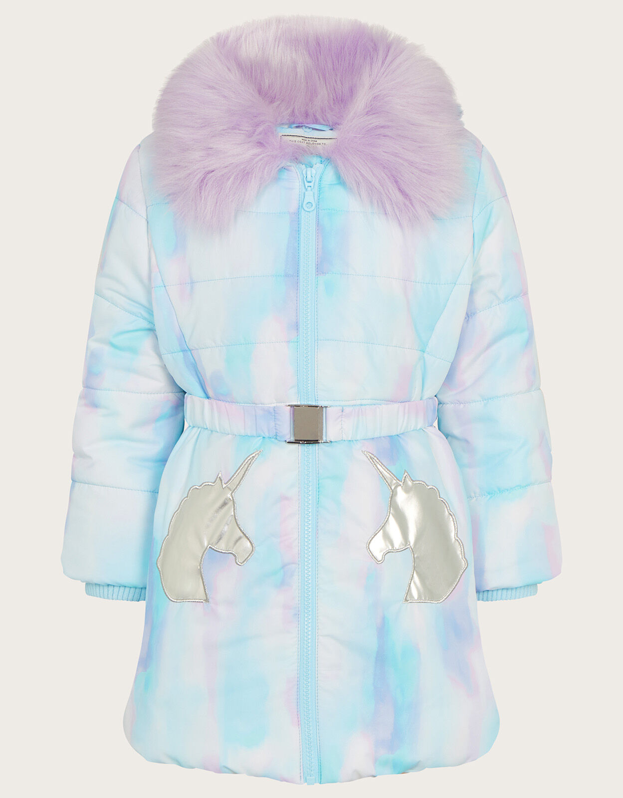 Watercolour Unicorn Padded Coat Ivory Girls Coats Jackets