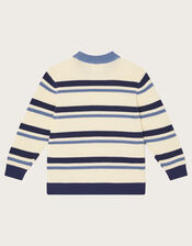 Varsity Stripe Crew Neck Jumper, Ivory (IVORY), large