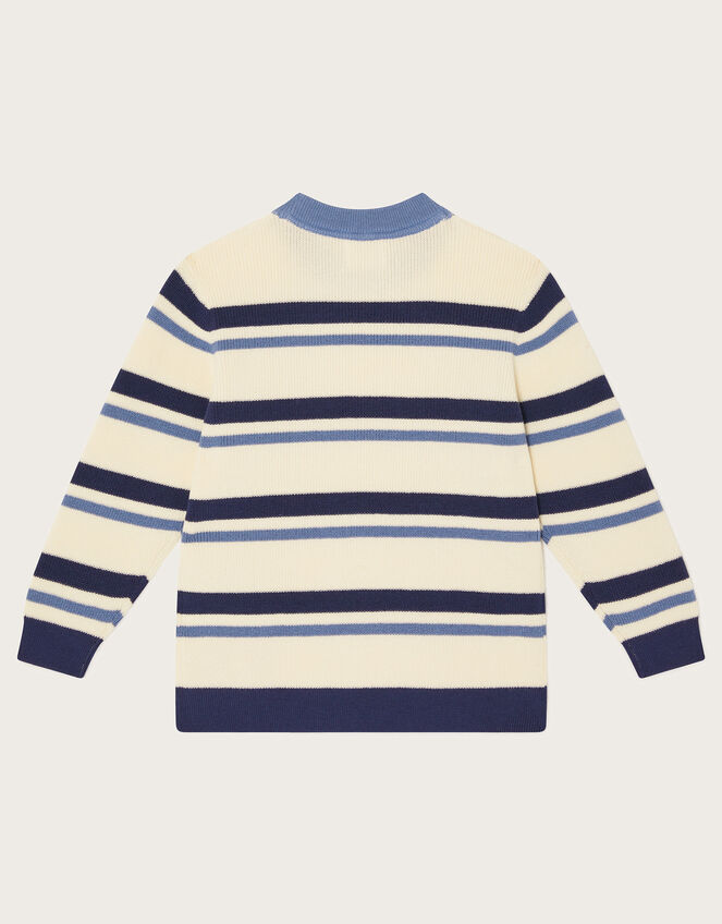 Varsity Stripe Crew Neck Jumper, Ivory (IVORY), large