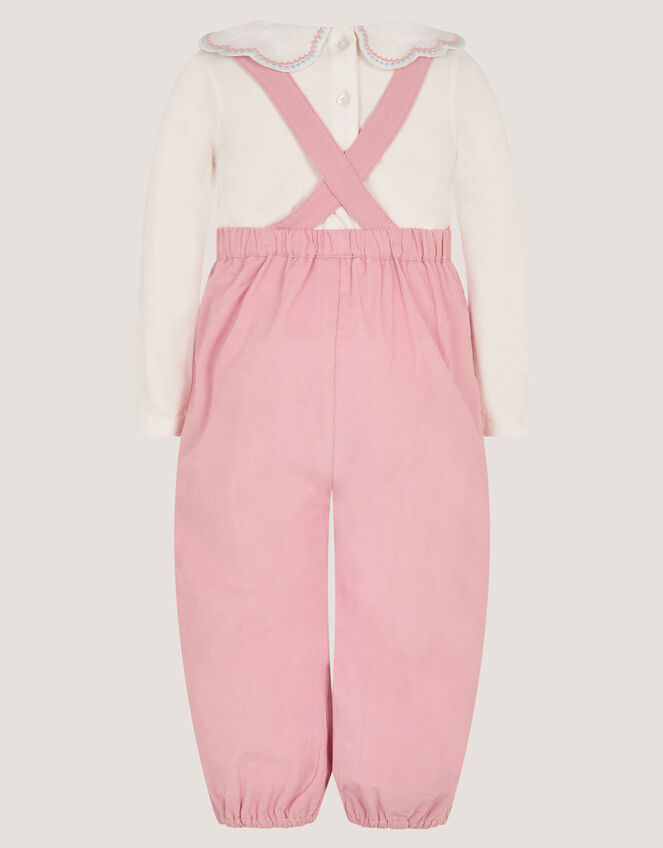 Baby Mon Cheri Embroidered Dungaree & Top Set, Pink (PINK), large