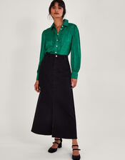 Sophia Satin Print Blouse , Green (GREEN), large