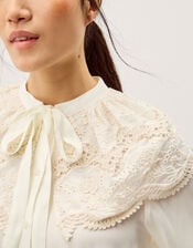 Cora Lace Collar Blouse, Ivory (IVORY), large