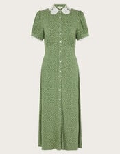 Clea Spot Jersey Midi Dress, Green (GREEN), large
