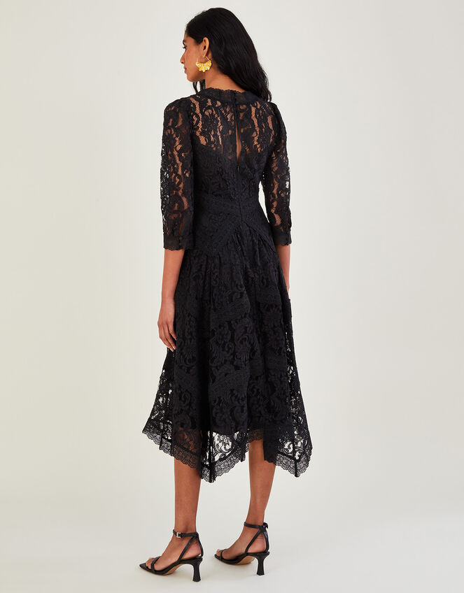 Ellen Lace Hanky Hem Dress, Black (BLACK), large
