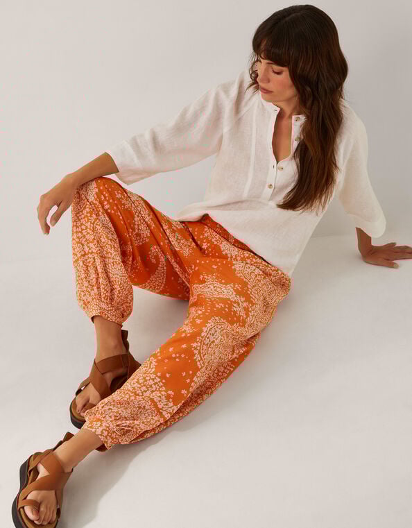 Madison Paisley Print Harem Trousers, Orange (ORANGE), large