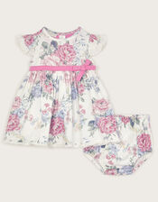 Newborn Ophelia Floral Jersey Dress & Briefs Set, Purple (LILAC), large