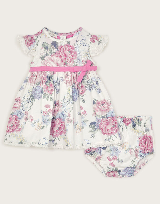 Newborn Ophelia Floral Jersey Dress & Briefs Set, Purple (LILAC), large