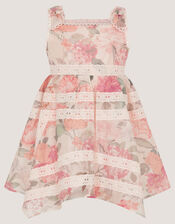 Baby Kelis Floral Broderie Trim Dress, Pink (PINK), large