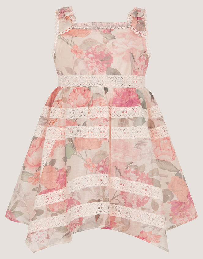 Baby Kelis Floral Broderie Trim Dress, Pink (PINK), large
