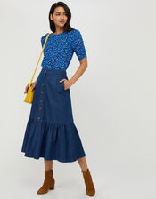 Fagen Ditsy Floral Top in Organic Cotton, Blue (BLUE), large