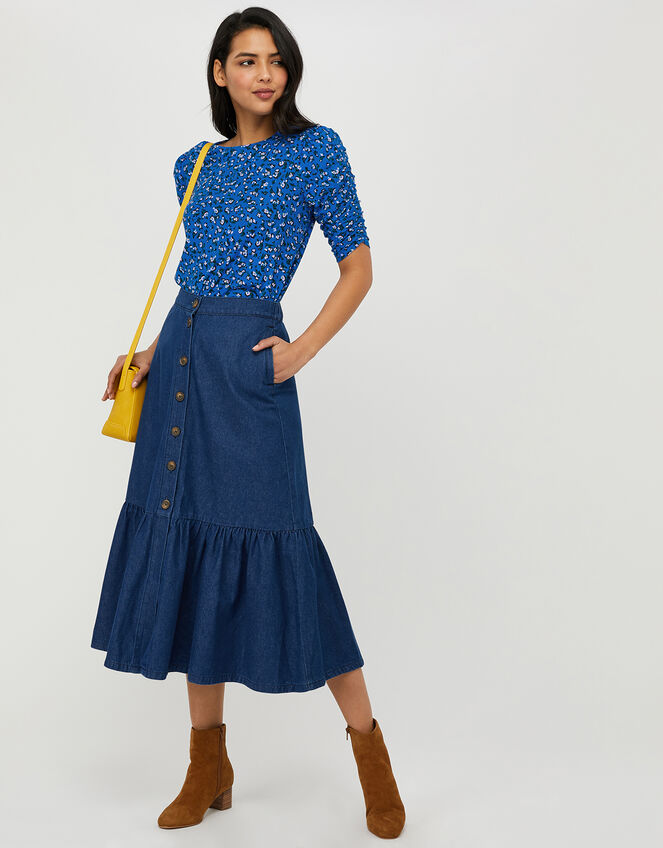 Fagen Ditsy Floral Top in Organic Cotton, Blue (BLUE), large